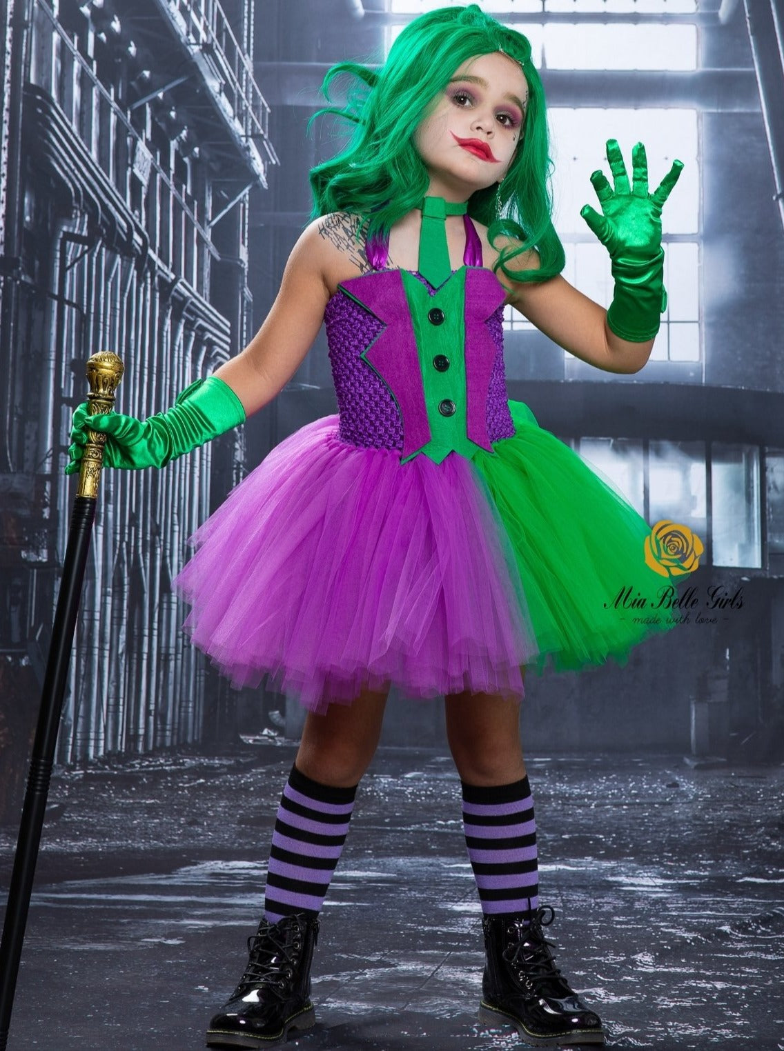 Girls Halloween Costumes | Joker Inspired Tutu Dress - Mia Belle Girls