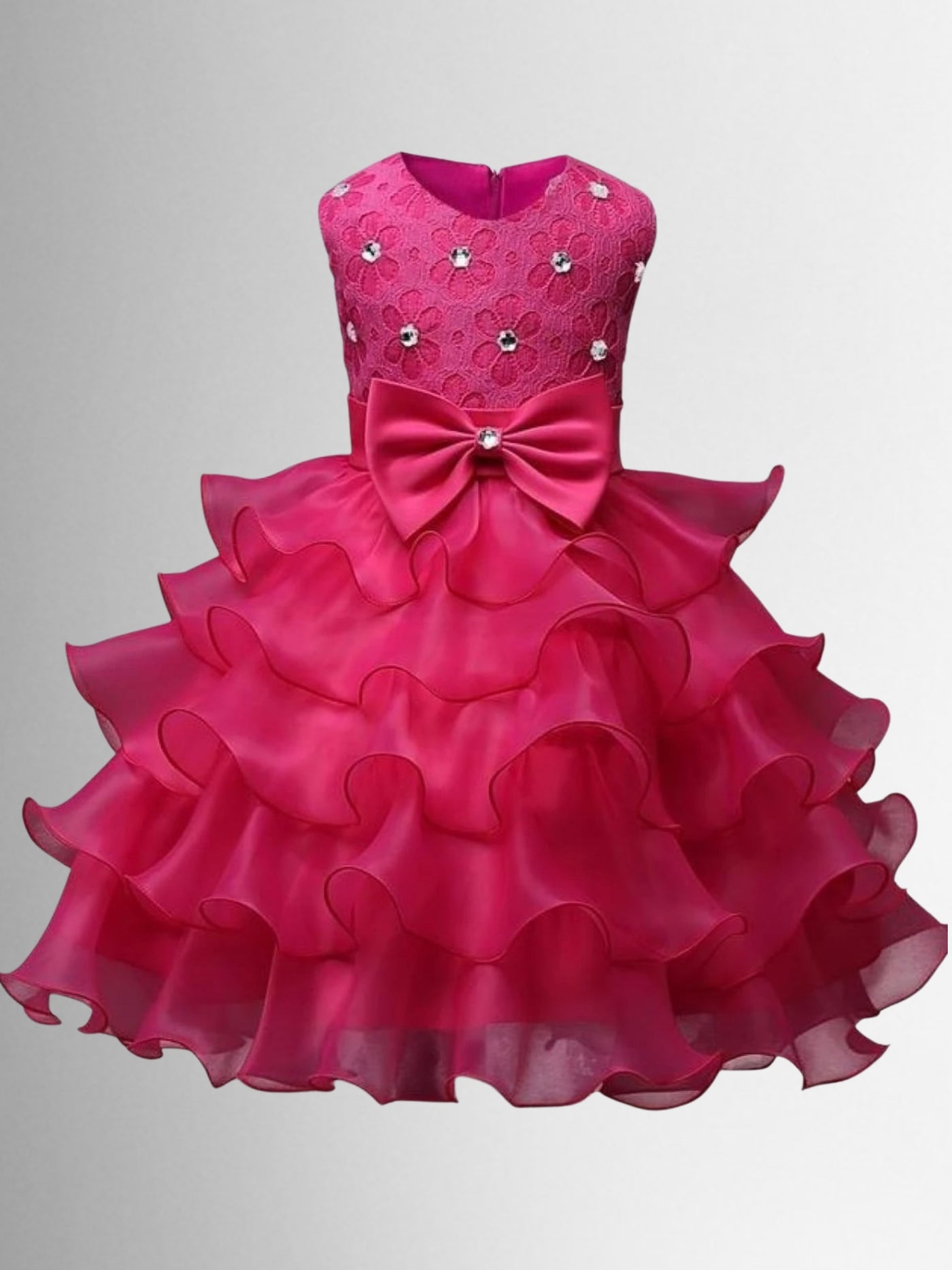 Little Girls Party Dresses | Jewel Tiered Ruffle Tulle Formal Dress