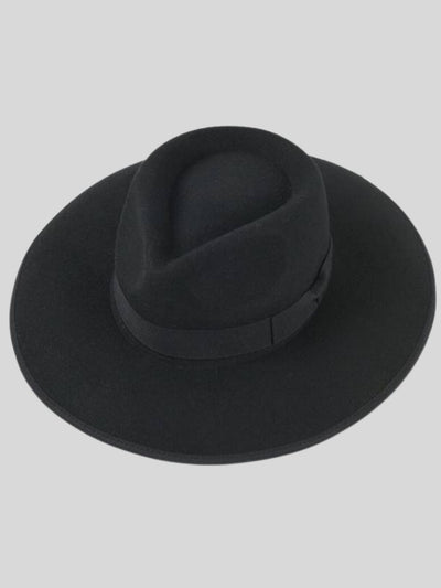 Girls Fashion Forward Woolen Fedora Hat With Teardrop Crown Black
