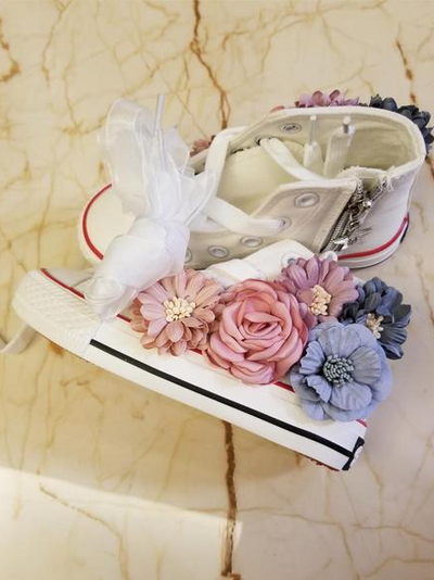 Back To School Shoes | Flower Tulle Canvas Sneakers | Mia Belle Girls