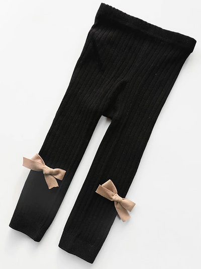 Baby Happy-BOW-Lucky Ribbed Leggings Black