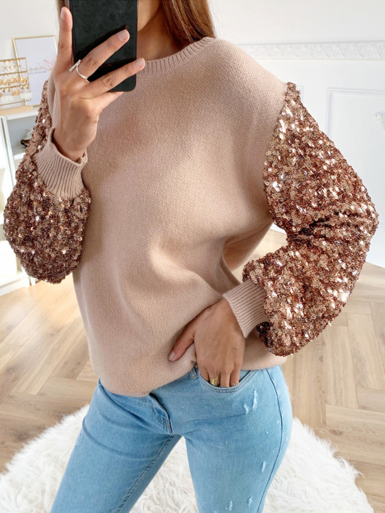 Women's Stunning Sequins Sleeve Sweater