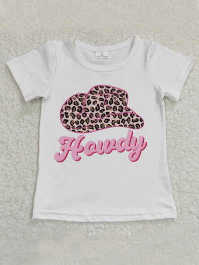 Girls Spring Tops | Howdy Cowboy Hat Graphic T-Shirt | Mia Belle Girls