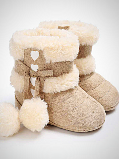 Baby Little Hearted Faux Fur Lined Booties - Mia Belle Girls