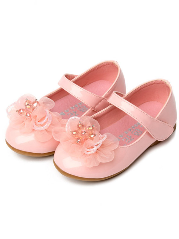 Girls Little Flower Vegan Patent Leather Flats By Liv and Mia