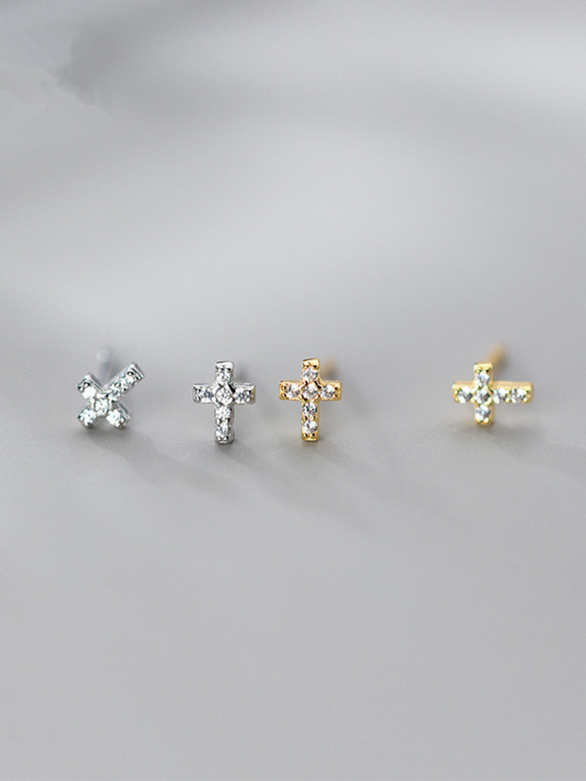 Girls Formal Accessories | Diamond Set Silver & Gold Cross Earrings