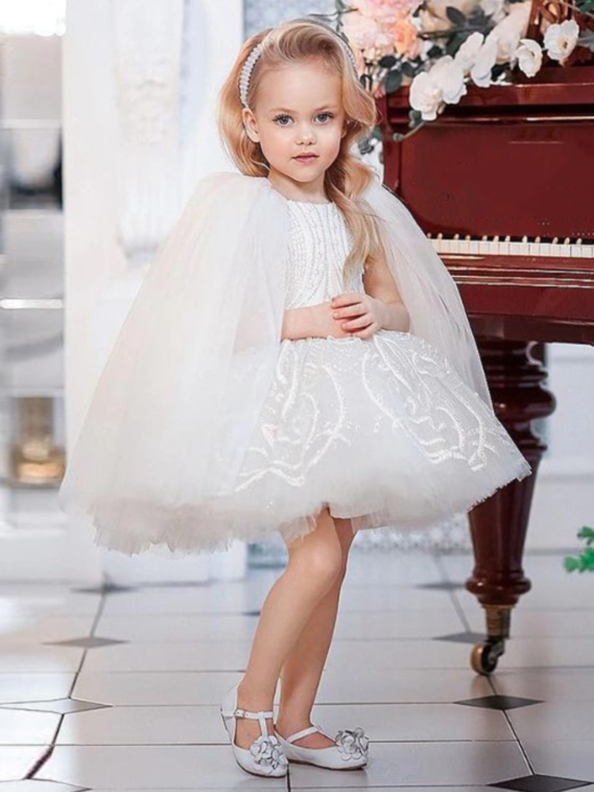 Couture Princess Glitter Cape Special Occasion Dress