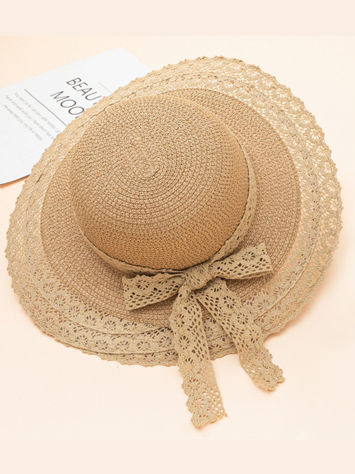Lacey Perfection Beige Bow Straw Hat