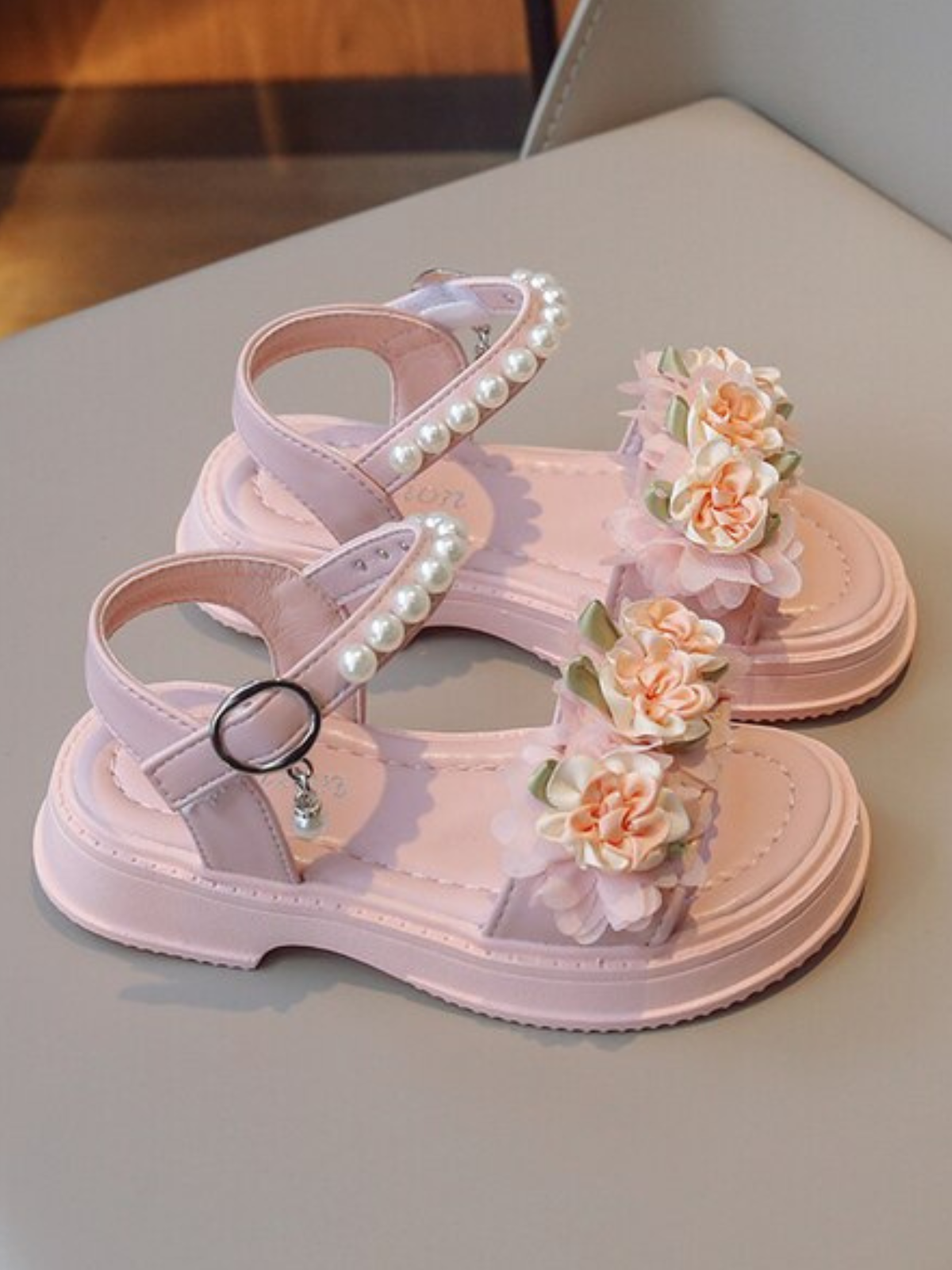 Little Kids Shoes | Girls Floral Pearled Sandals | Mia Belle Girls