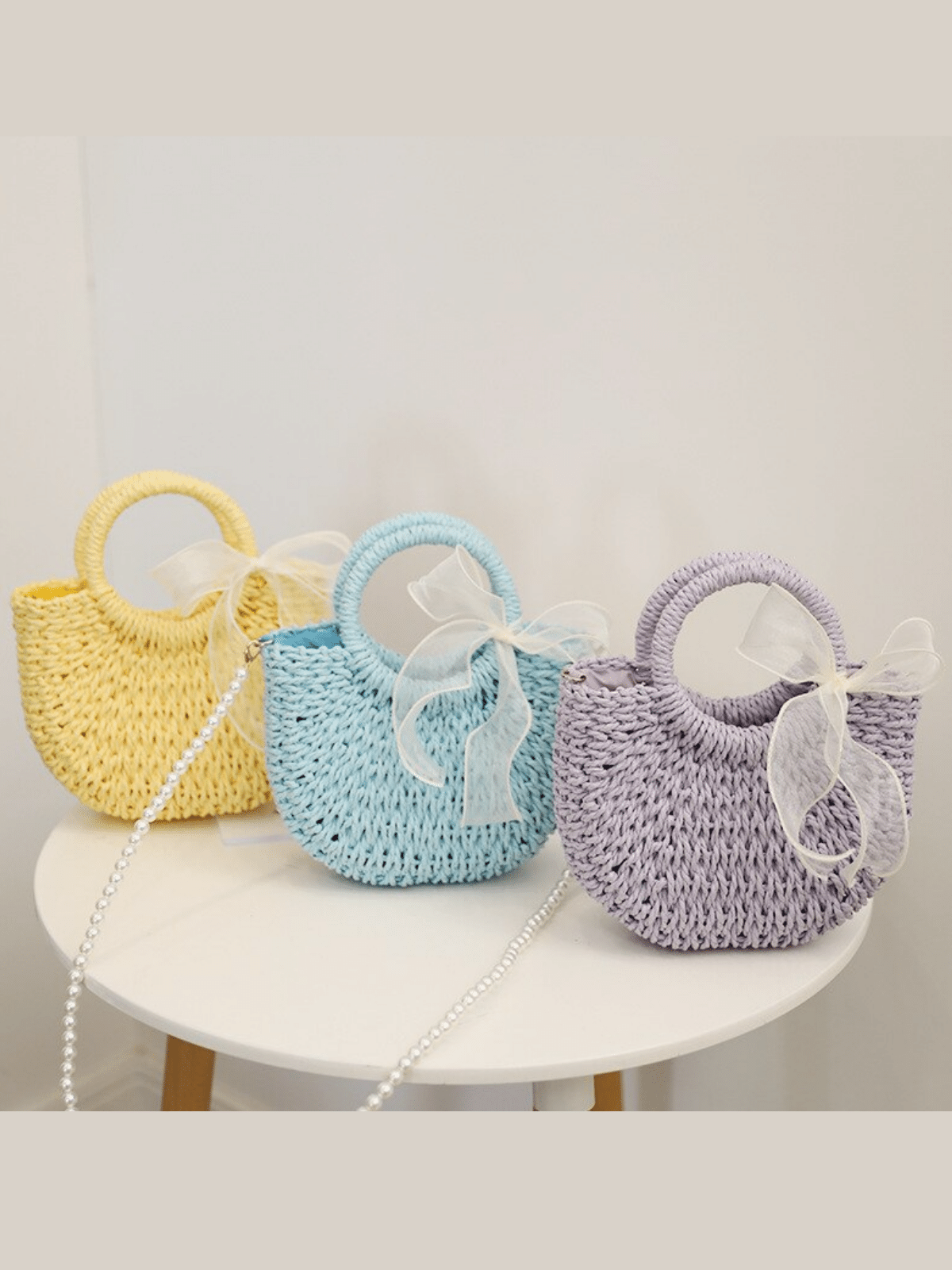 Pastel Dream Round Handle Woven Tote Bag – Mia Belle Girls