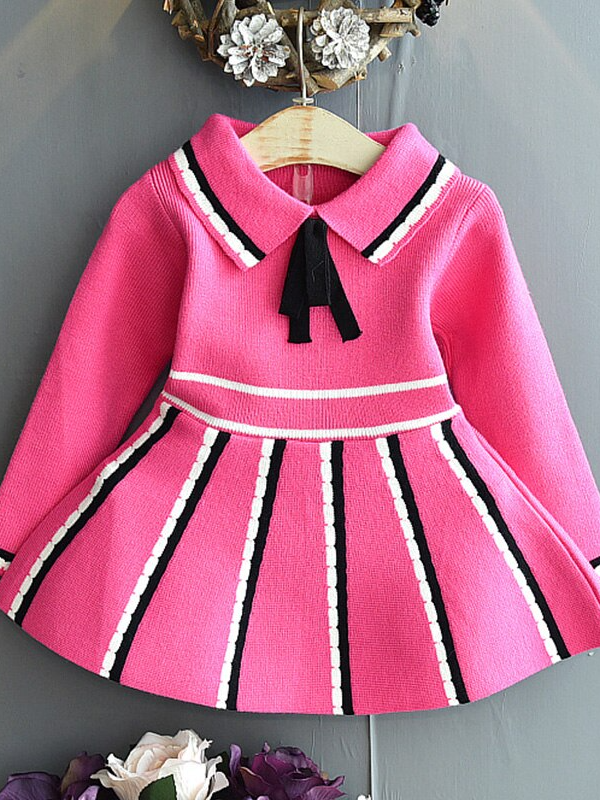 Preppy Chic Dress | Pink Sailor Style Sweater Dress | Mia Belle Girls