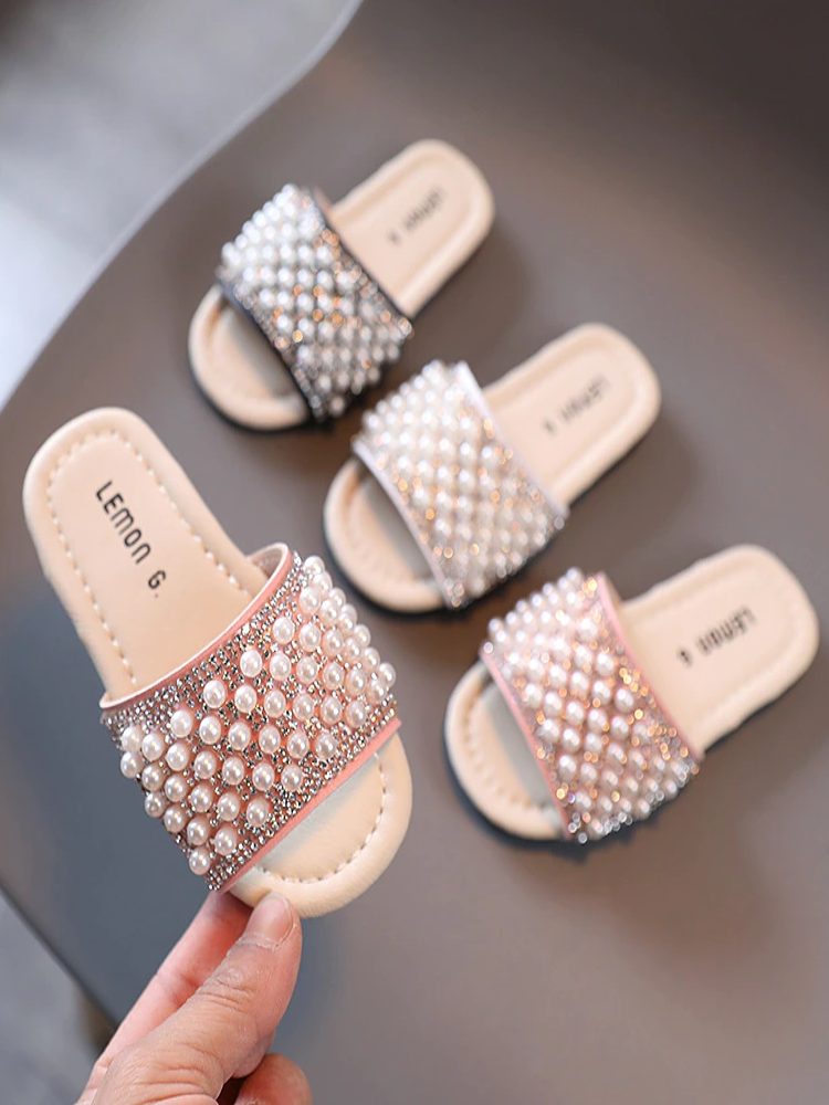 Mia Belle Girls Pearl Slides | Shoes By Liv and Mia