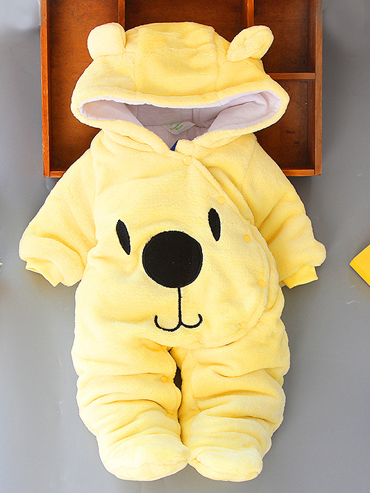 Baby Beary Warm Hooded Footie Pajamas - Yellow