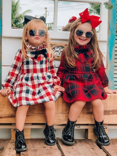Toddler Valentine's Day Dress | Little Girls Plaid Fashionista Dress