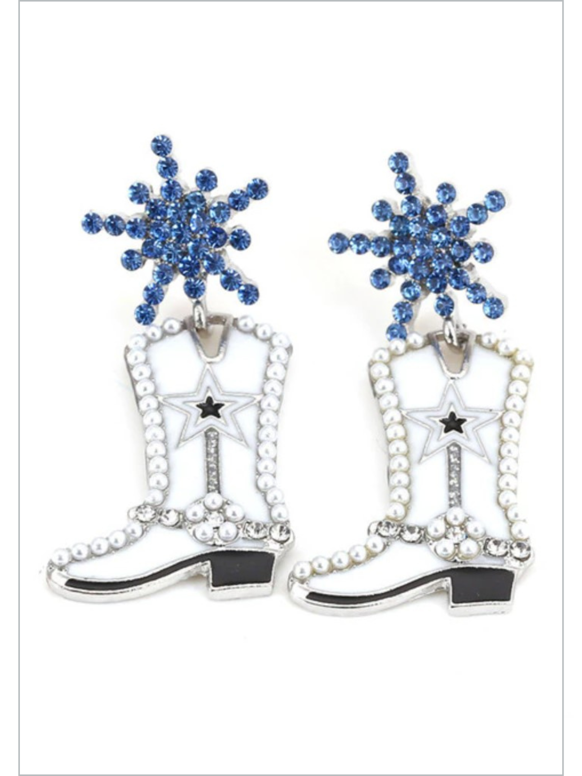 Rodeo Star Studded Boots Cowgirl Earrings