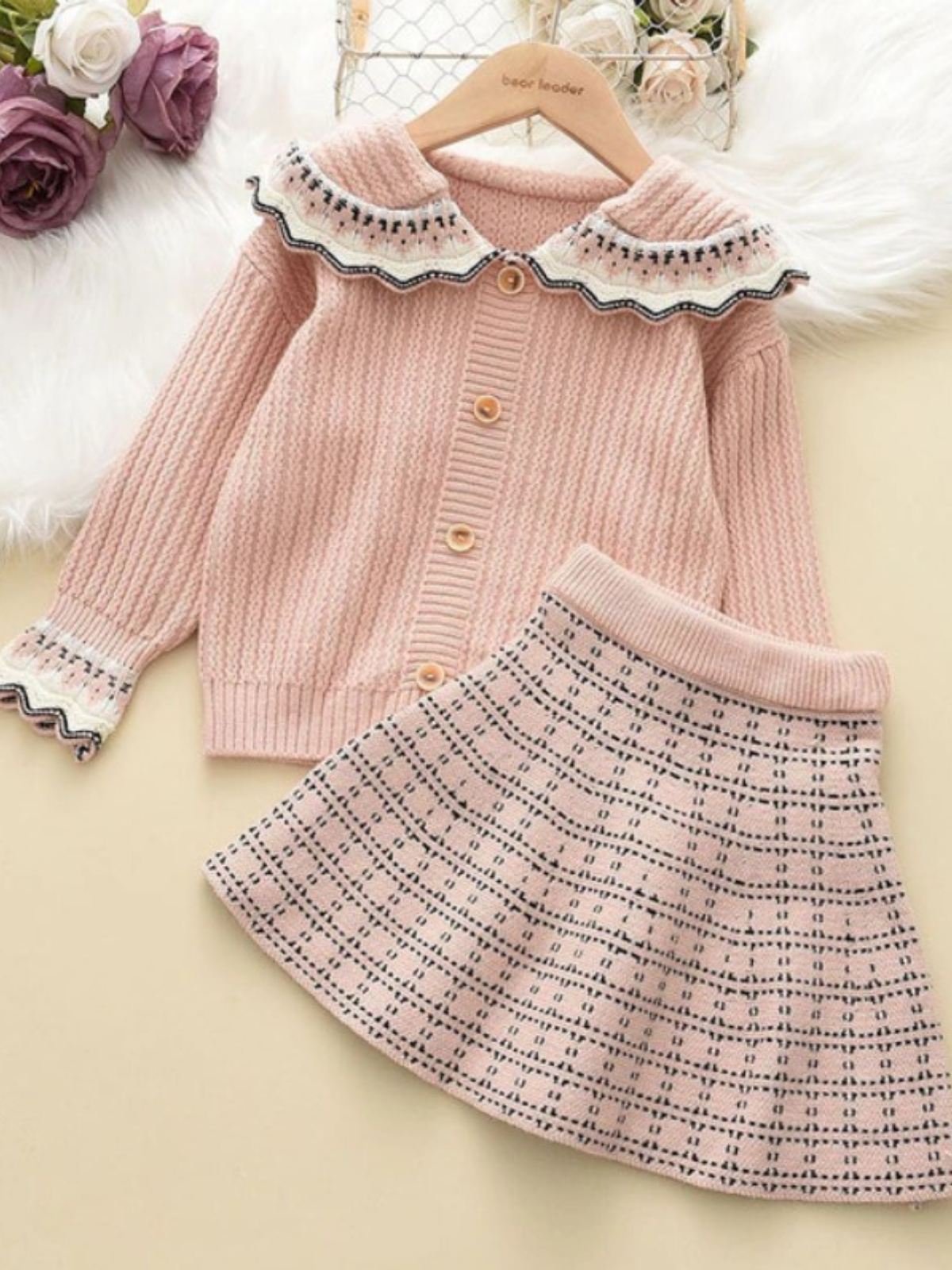 She's A Sweetheart Pink Knit Sweater and Skirt Set