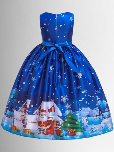 Formal Winter Dresses | Girls Christmas Print Special Occasion Gown
