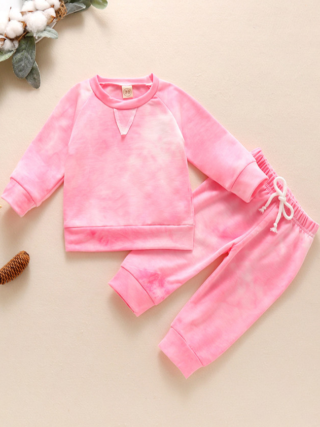Baby Tie Dye Diva Sweatshirt and Drawstring Pants Set Pink