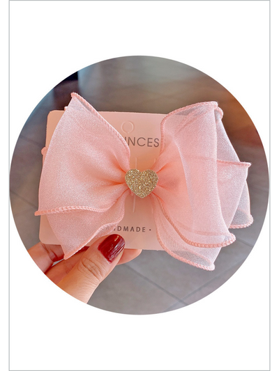 For Pretty Girls Heart Accent Hair Bow