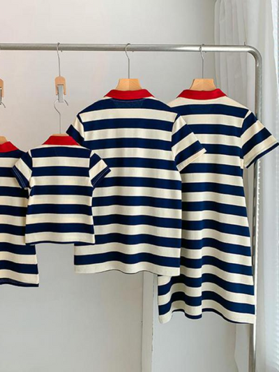 Family Outfits | Red Collared Striped Dresses & Tees | Mia Belle Girls
