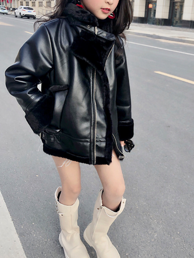 Mia Belle Girls Fleece Lined Vegan Leather Jacket | Winter Jackets