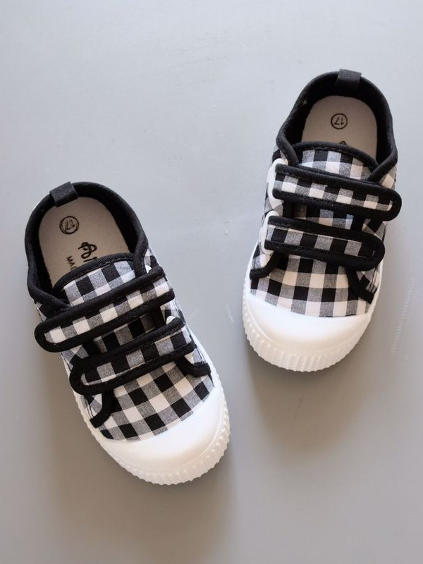 Back To School Shoes | Plaid Velcro Strap Sneakers | Mia Belle Girls