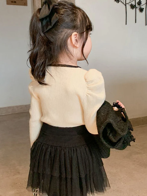 Toddler Clothing Sale | Ruffle Shoulder Knit Top | Mia Belle Girls
