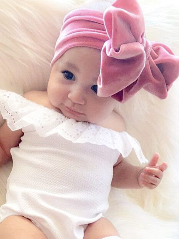 Baby Big Velvet Bow Headband Pink