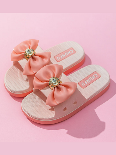 Shoes By Liv & Mia | Little Girls Diamond Bowed Sandals | Kids Shoes