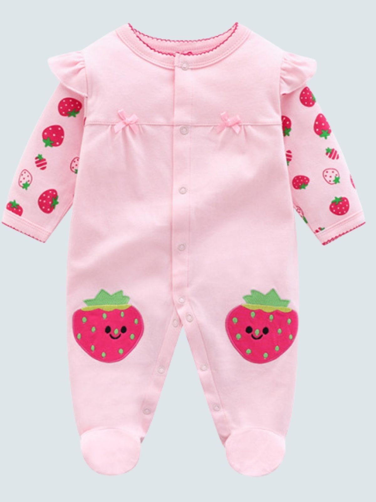 Baby Berry Stylish Strawberry Footie Onesie Pink