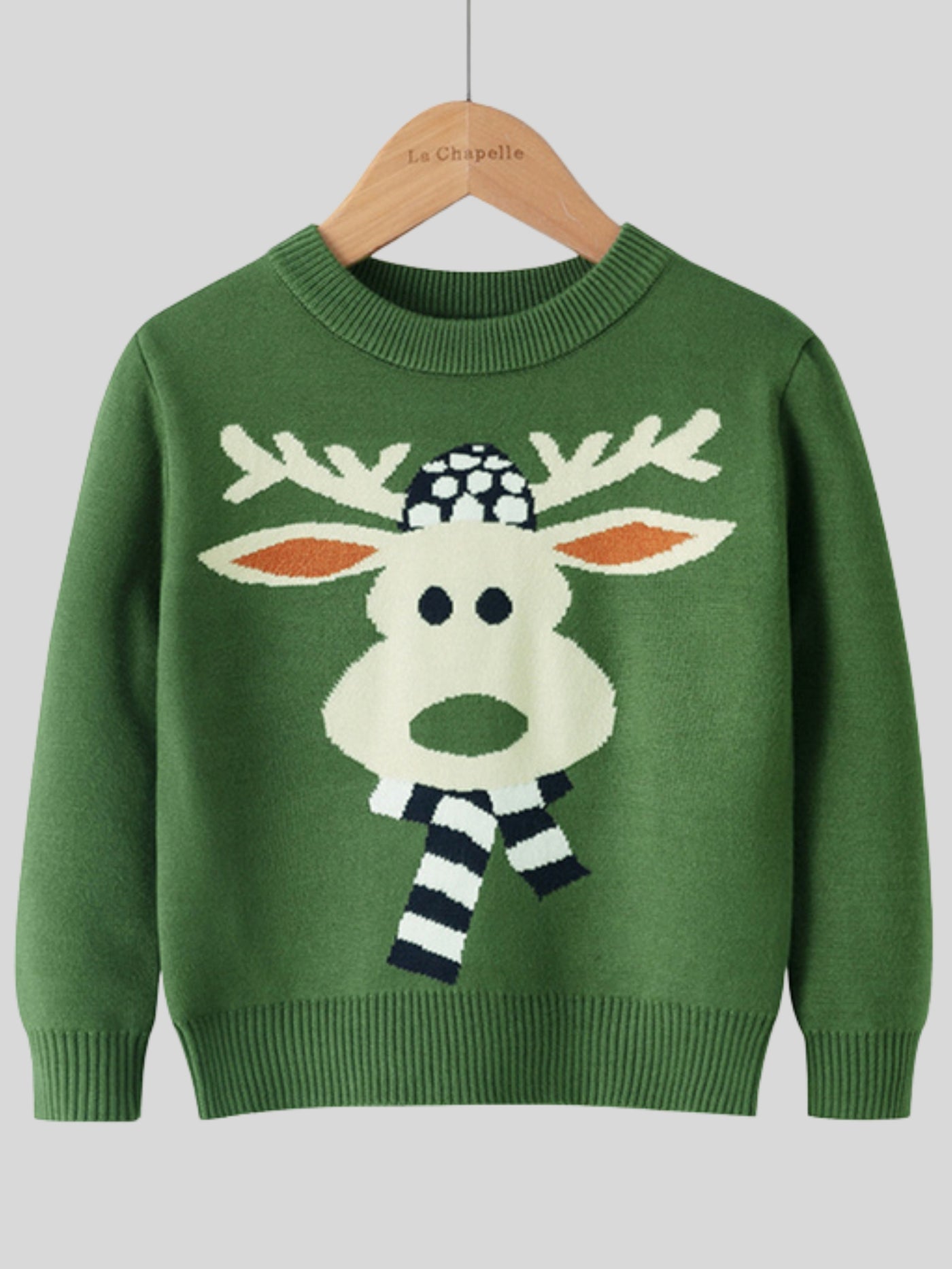 Girls Red Nosed Reindeer Rudolph Sweater - Green