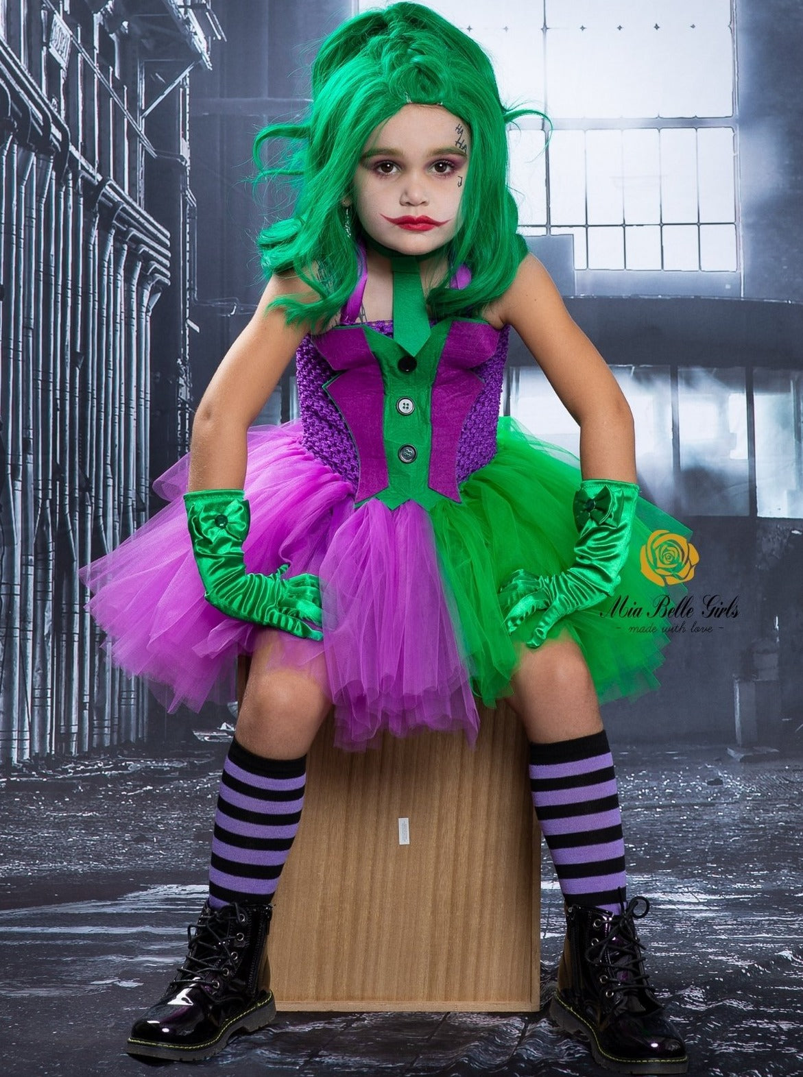 Girls Halloween Costumes | Joker Inspired Tutu Dress - Mia Belle Girls