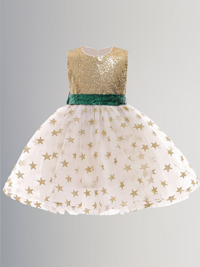 Girls Formal Dresses | Sleeveless Sequin Princess Tulle Holiday Dress