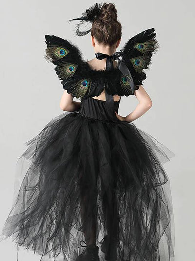 Girls Dark Peacock Angel Inspired Halloween Costume - Mia Belle Girls