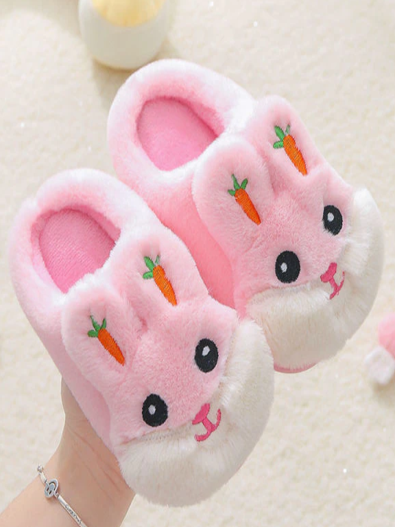 Girls Fluffiest Bunny House Slipper Slides By Liv and Mia - Pink