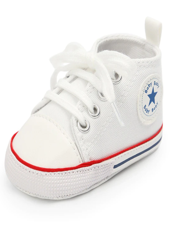Baby First Steppers Canvas Sneaker Flats by Liv and Mia White