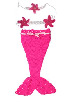 Baby knitted photoshoot costume - pink mermaid