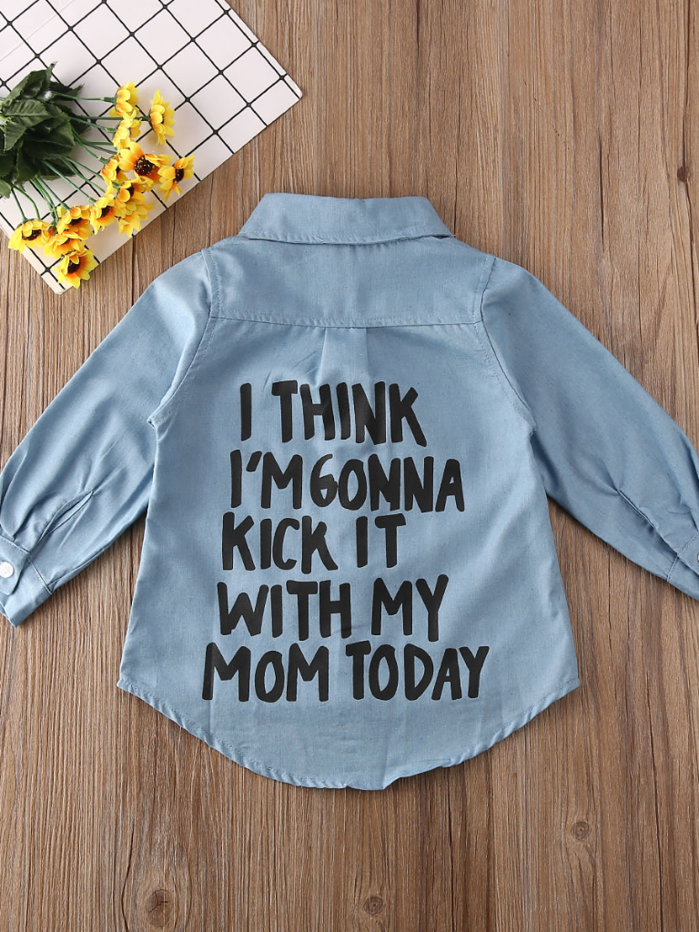 Kids Denim Clothes | "Kick It With Mom" Shirt Dress |  Mia Belle Girls