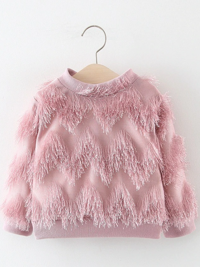 Baby Sweater Weather Fuzzy Zigzag Sweater Pink