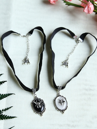 Halloween Accessory | Spider Charm Cameo Necklace - Mia Belle Girls