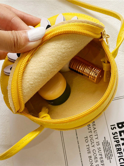 Girls Daisy Round Crossbody Handbag-yellow-zipper closure