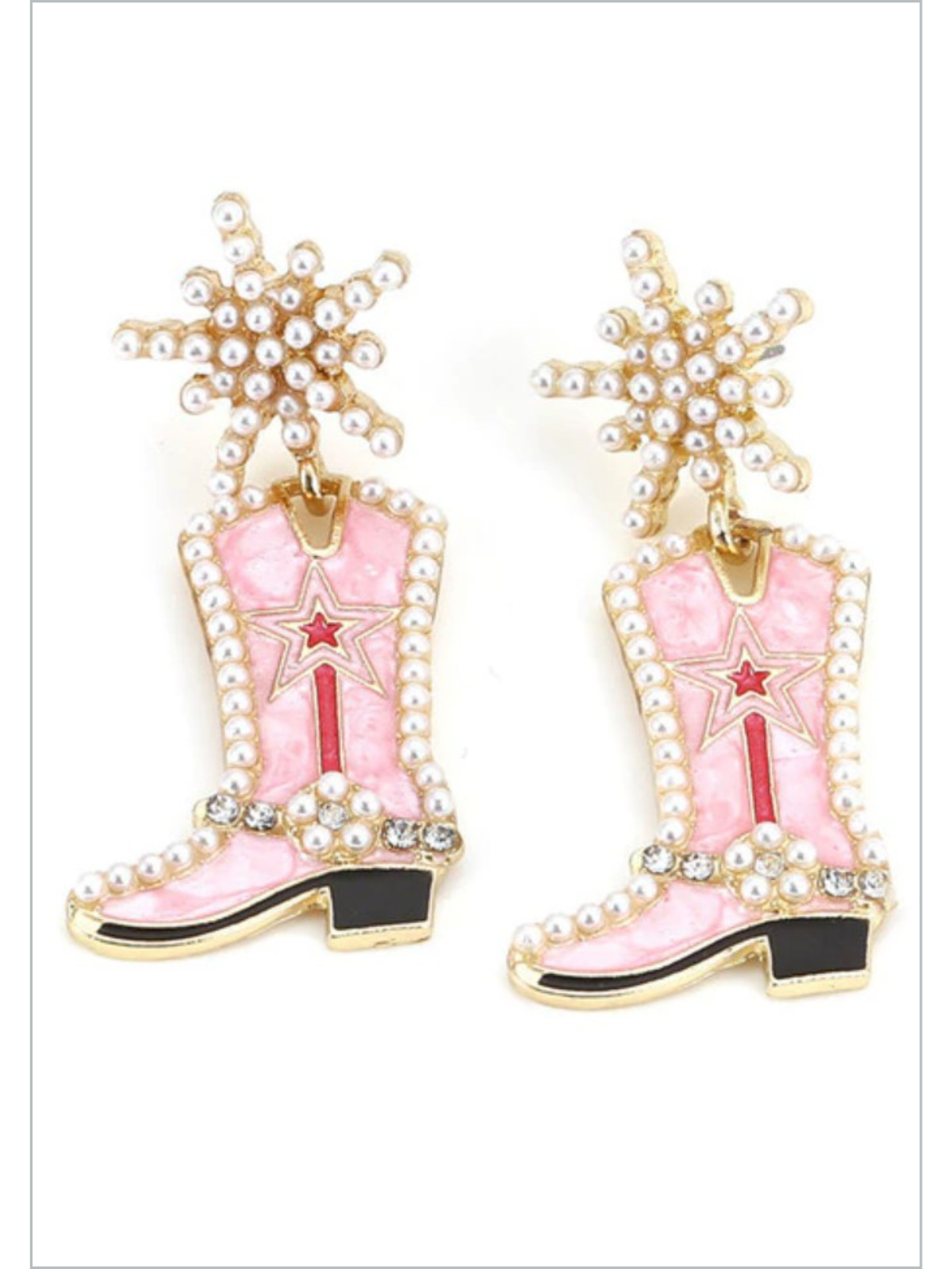 Rodeo Star Studded Boots Cowgirl Earrings