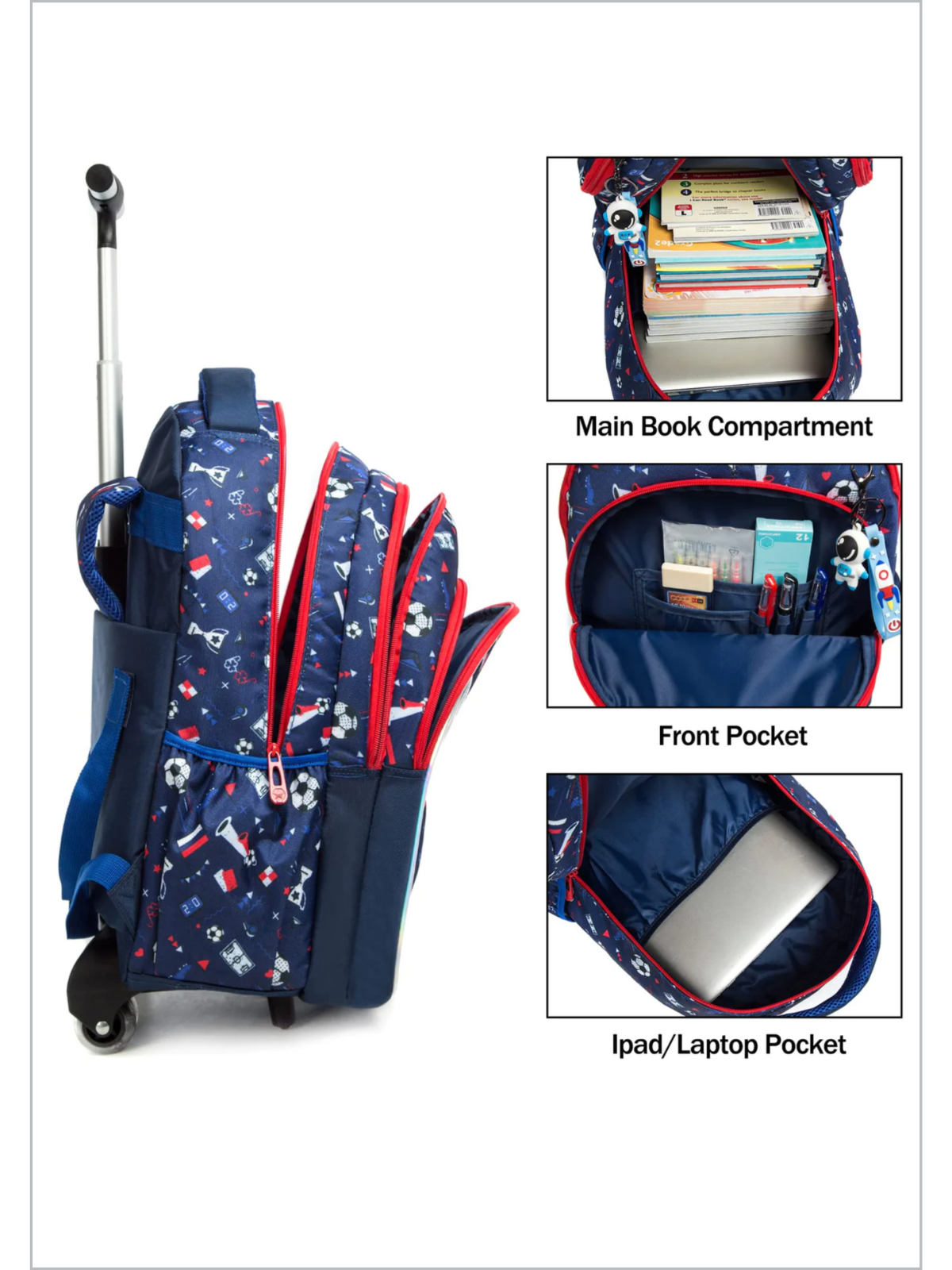 Back To School Bags | Soccer Backpack Trolley Set | Mia Belle Girls