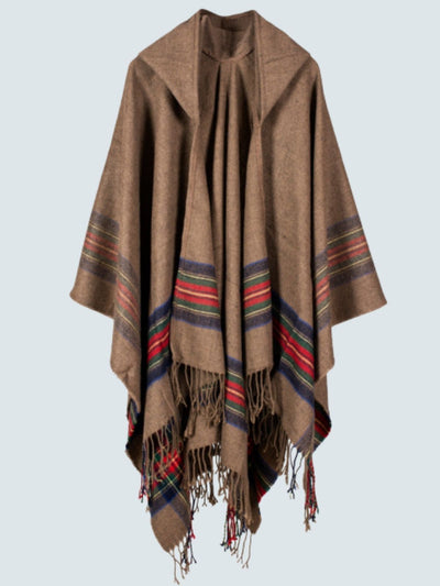 Women's Picturesque Hooded Poncho Cardigan Taupe
