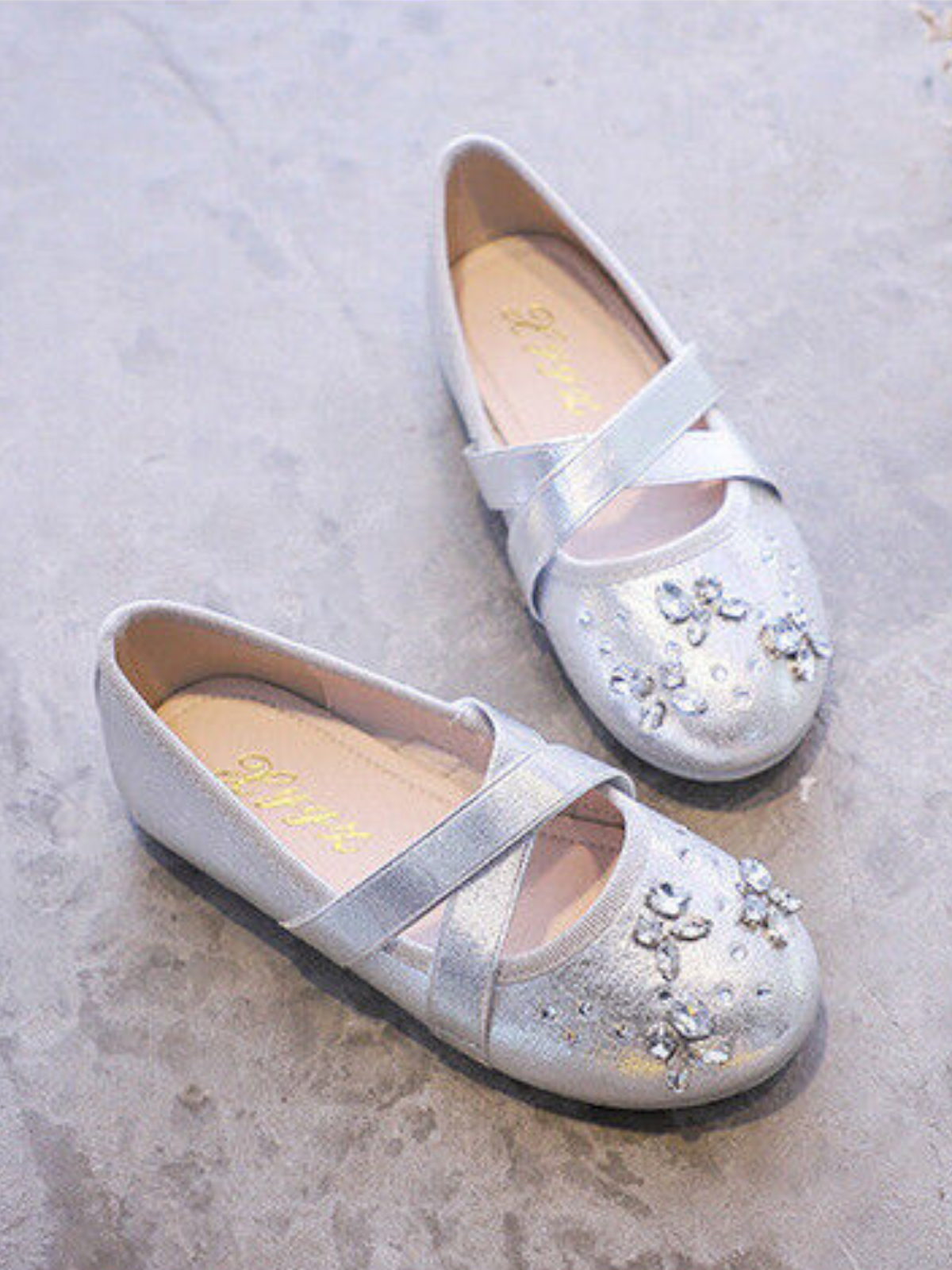 Mia Belle Girls Rhinestone Metallic Flats | Shoes By Liv & Mia