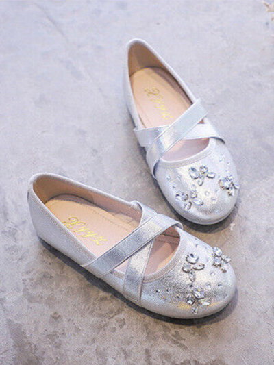 Mia Belle Girls Rhinestone Metallic Flats | Shoes By Liv & Mia