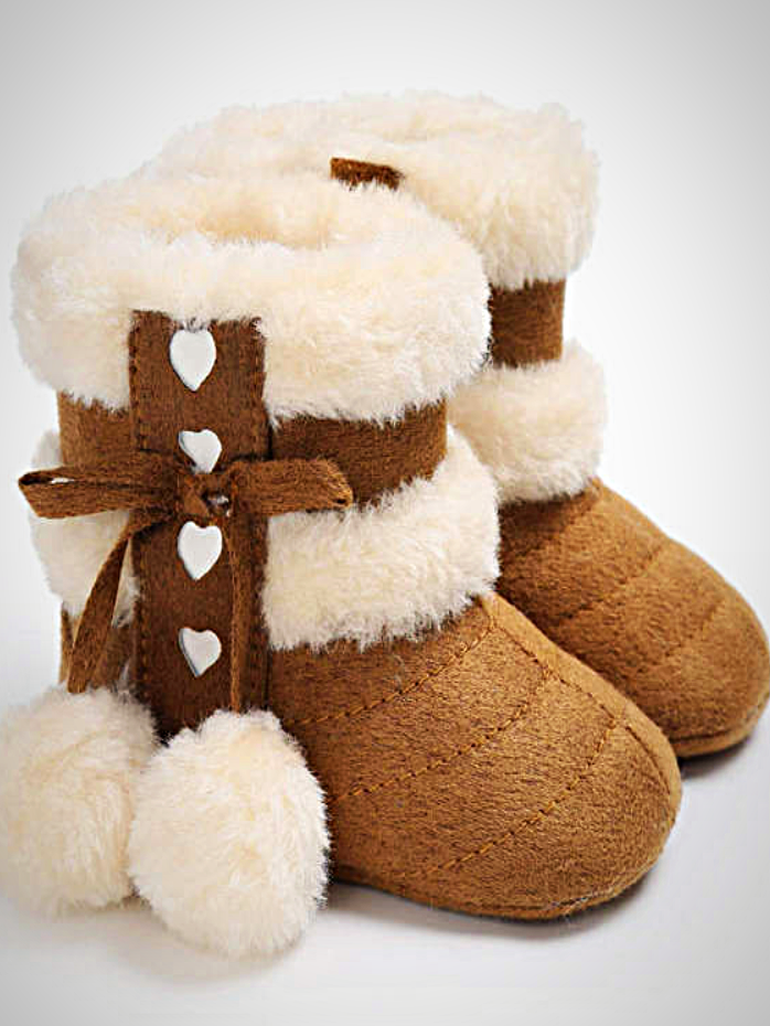 Baby Little Hearted Faux Fur Lined Booties - Mia Belle Girls
