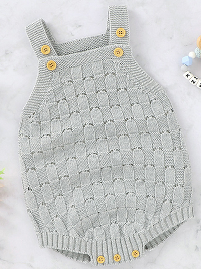 Baby Fall Be-Weave-It or Knot Knit Romper Onesie Grey