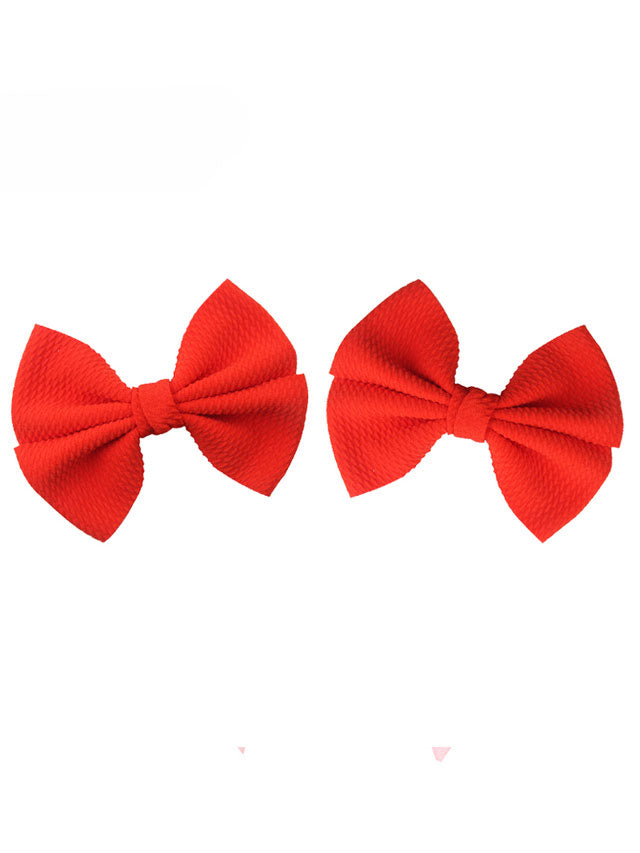 Girls Accessories | Quilted Red Bow Hair Clip Set - Mia Belle Girls