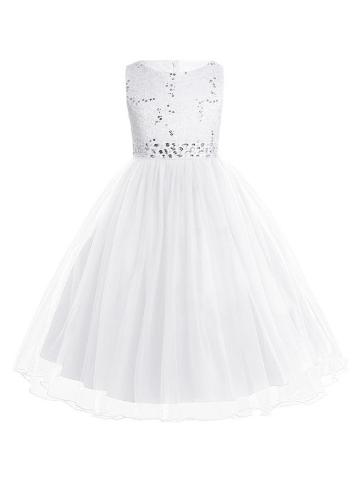 Girls Communion Dresses | Lace Bodice Jeweled Belt Tulle Midi Dress ...